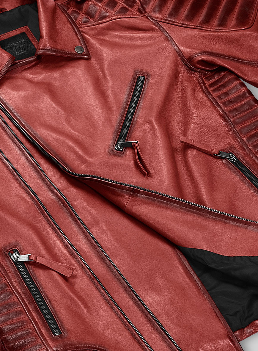 Outlaw Burnt Red Leather Jacket - StudioSuits