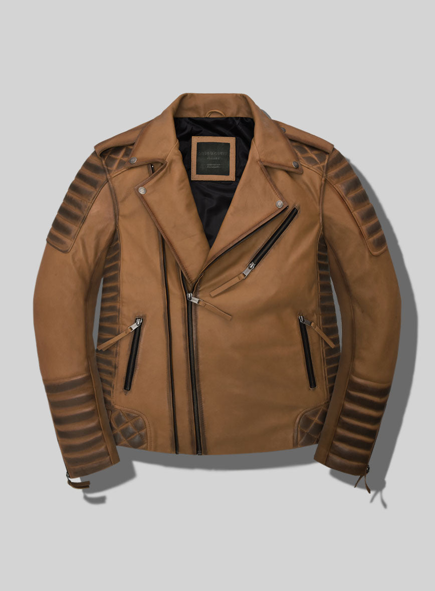 Outlaw Burnt Tan Leather Jacket - StudioSuits