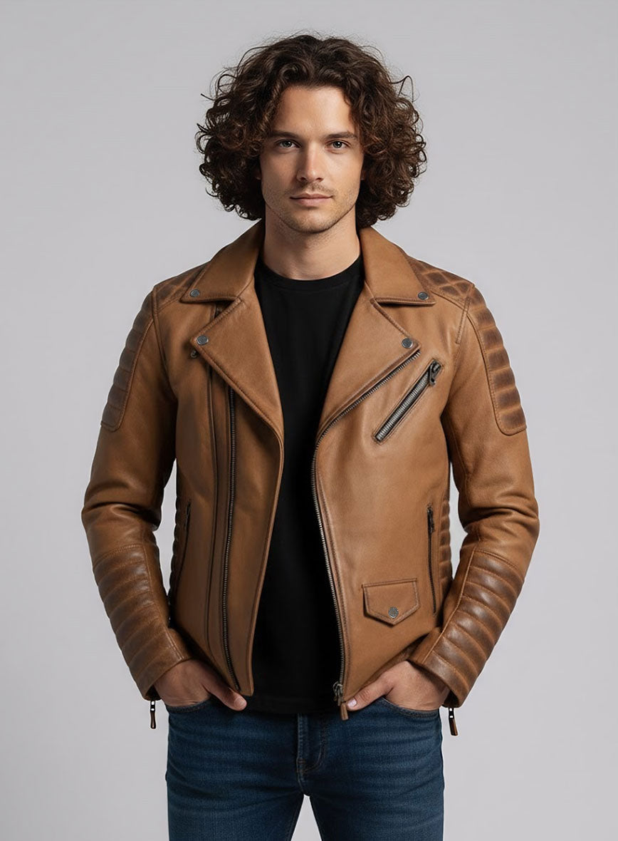 Outlaw Burnt Tan Leather Jacket - StudioSuits