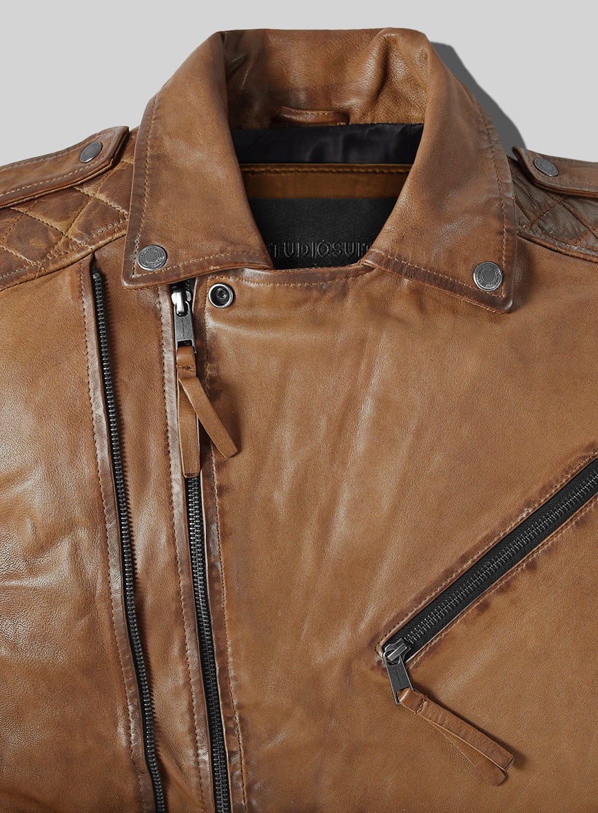 Outlaw Burnt Tan Leather Jacket - StudioSuits