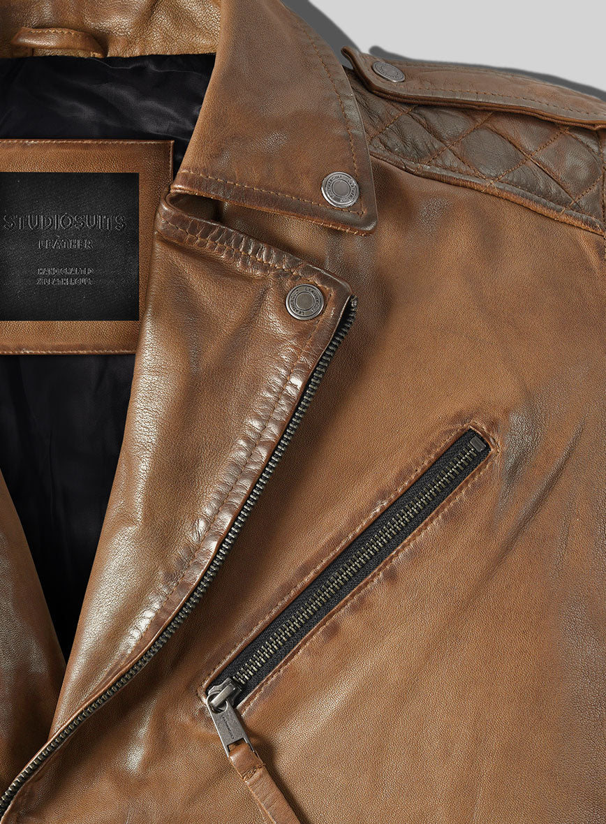 Outlaw Burnt Tan Leather Jacket - StudioSuits