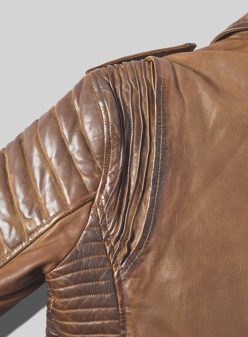 Outlaw Burnt Tan Leather Jacket - StudioSuits