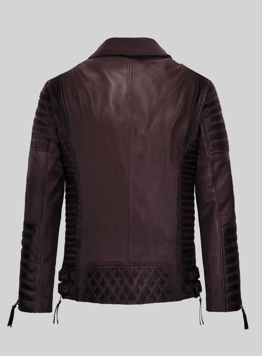 Outlaw Burnt Wine Leather Jacket - StudioSuits