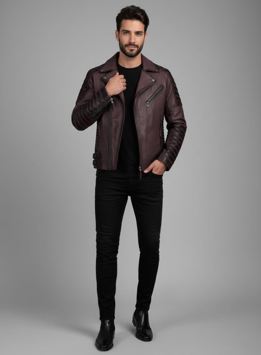 Outlaw Burnt Wine Leather Jacket - StudioSuits