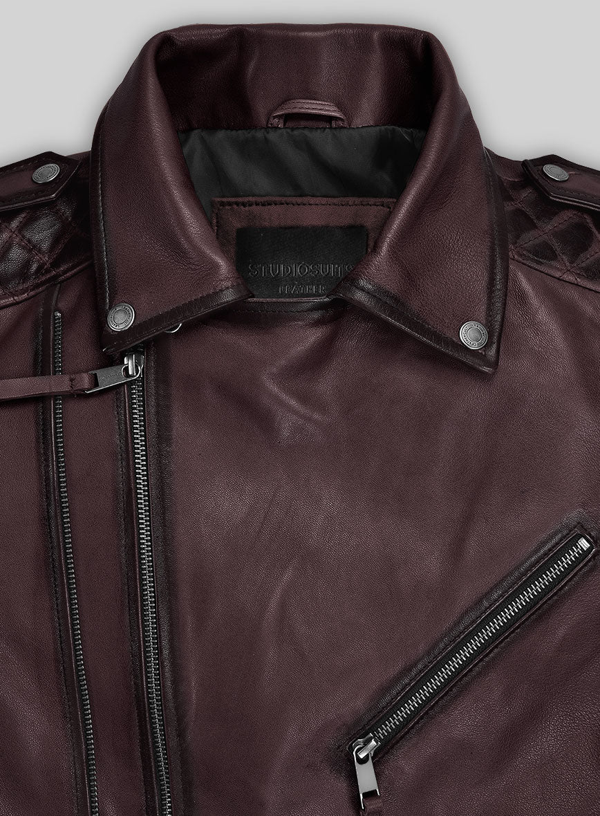 Outlaw Burnt Wine Leather Jacket - StudioSuits