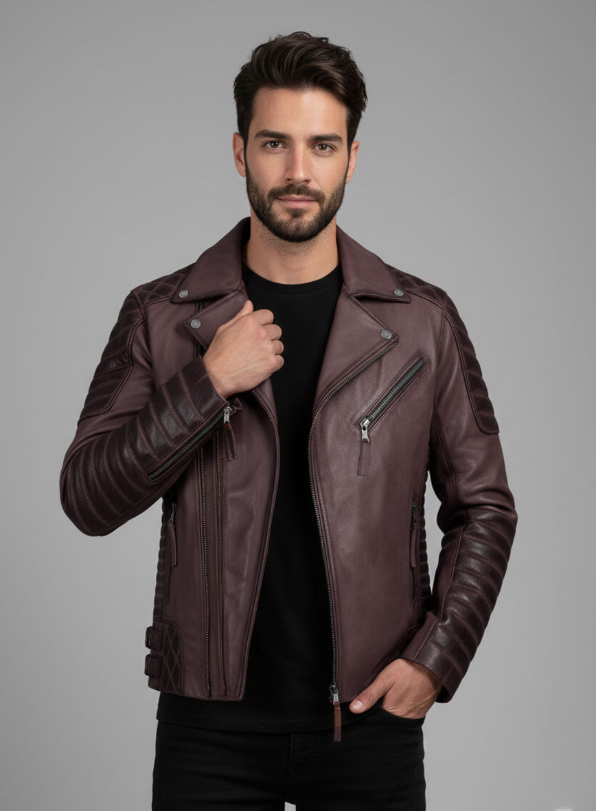 Outlaw Burnt Wine Leather Jacket - StudioSuits