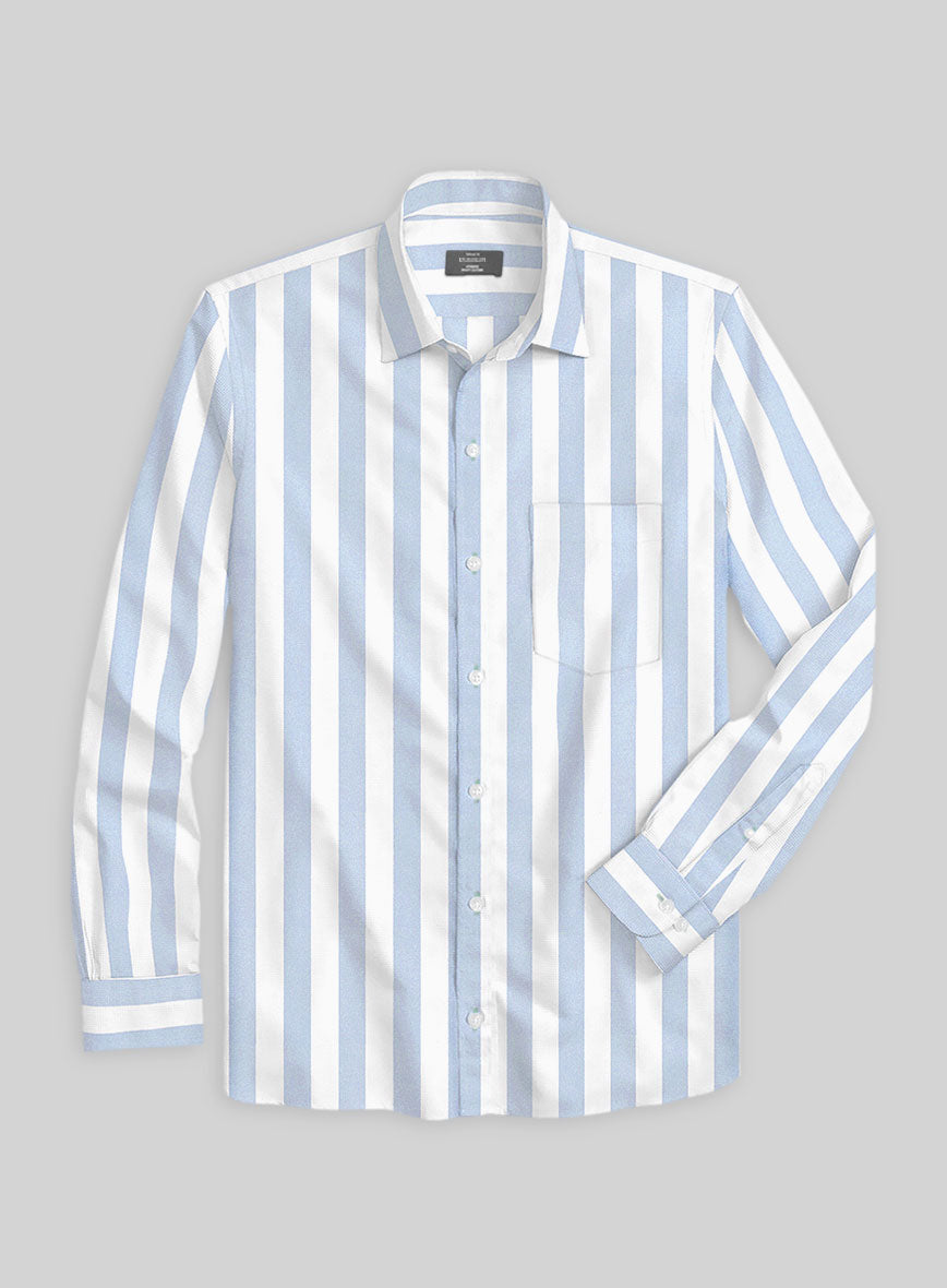 Oxford Blue Wide Stripe Cotton Shirt - StudioSuits