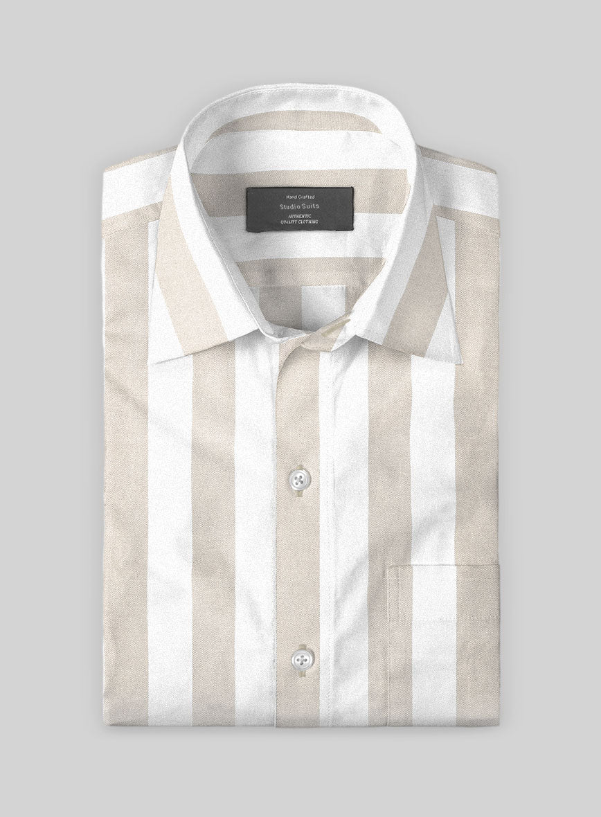 Oxford Brown Wide Stripe Cotton Shirt - StudioSuits