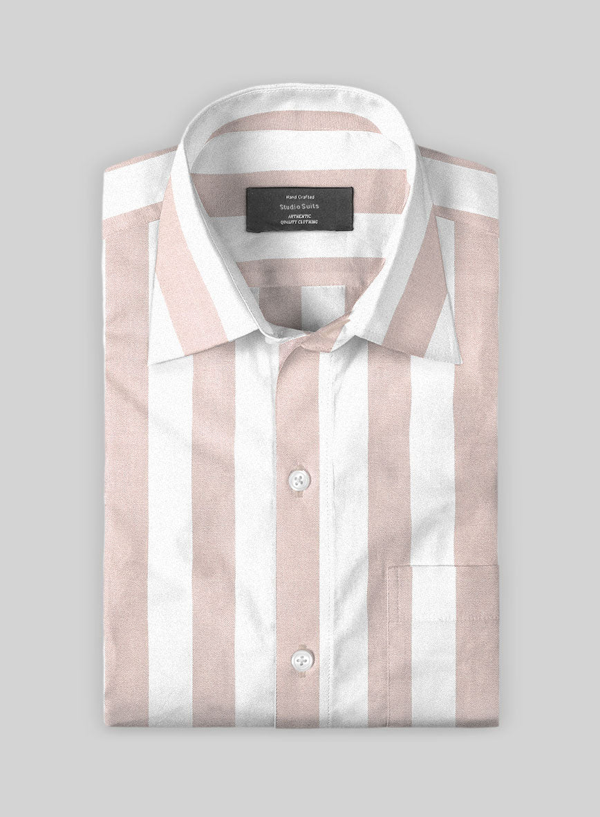 Oxford Old Rose Wide Stripe Cotton Shirt - StudioSuits