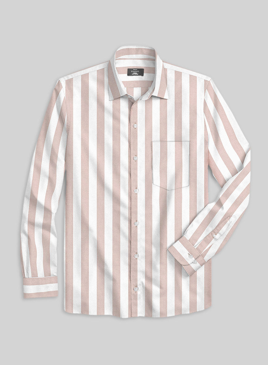 Oxford Old Rose Wide Stripe Cotton Shirt - StudioSuits
