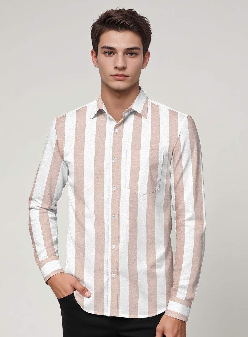 Oxford Old Rose Wide Stripe Cotton Shirt - StudioSuits