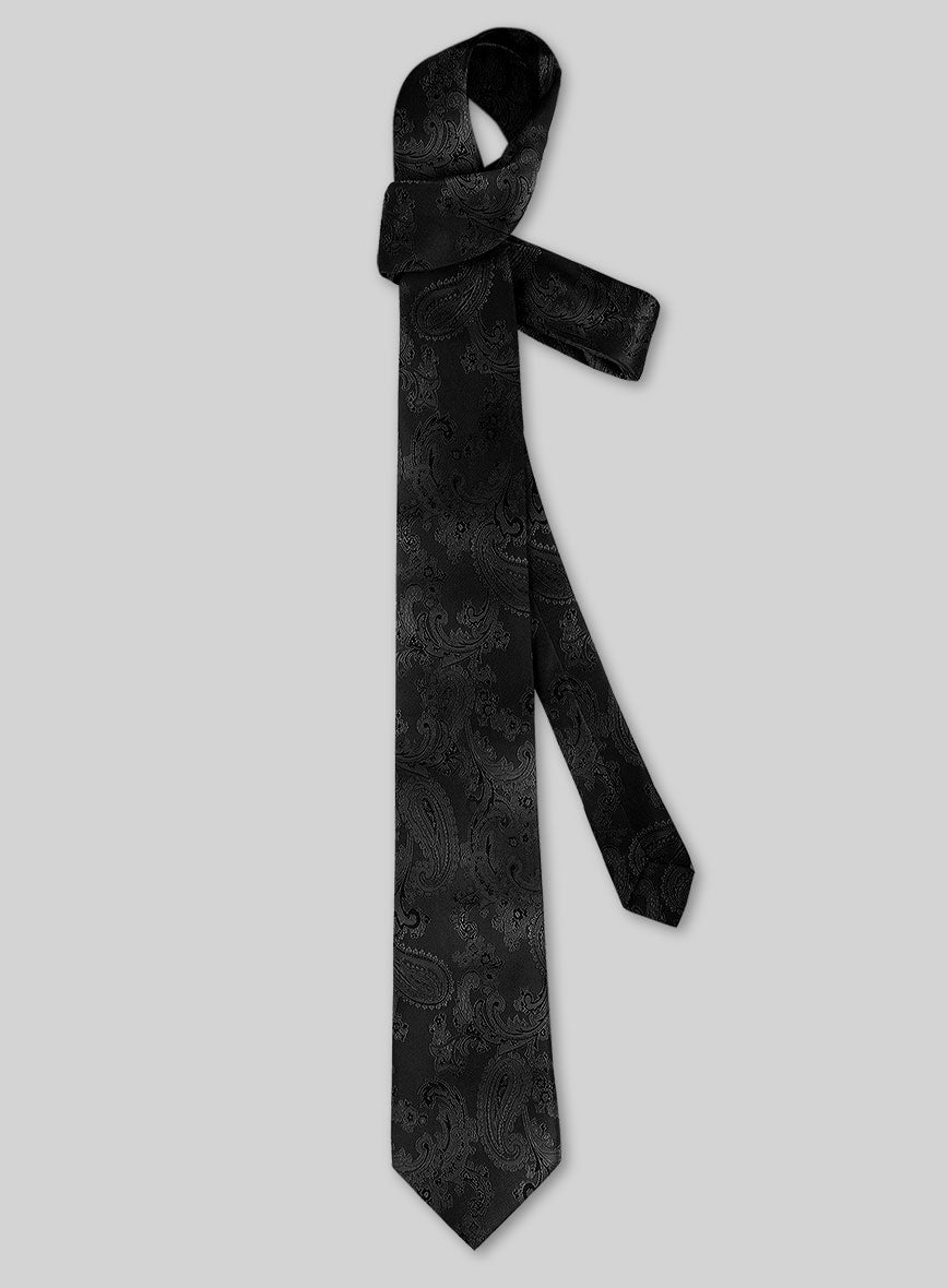 Paisley Black Lining Tie - StudioSuits