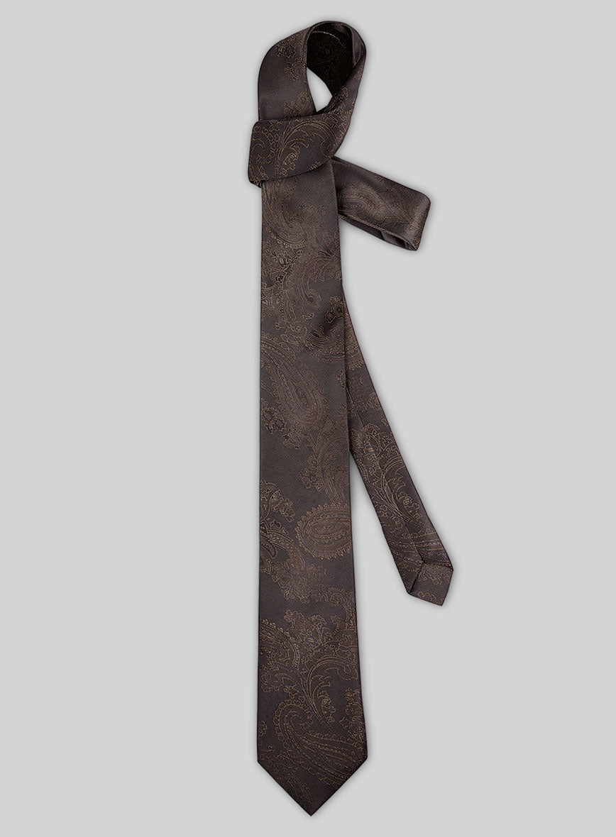 Paisley Brown Satin Tie - StudioSuits