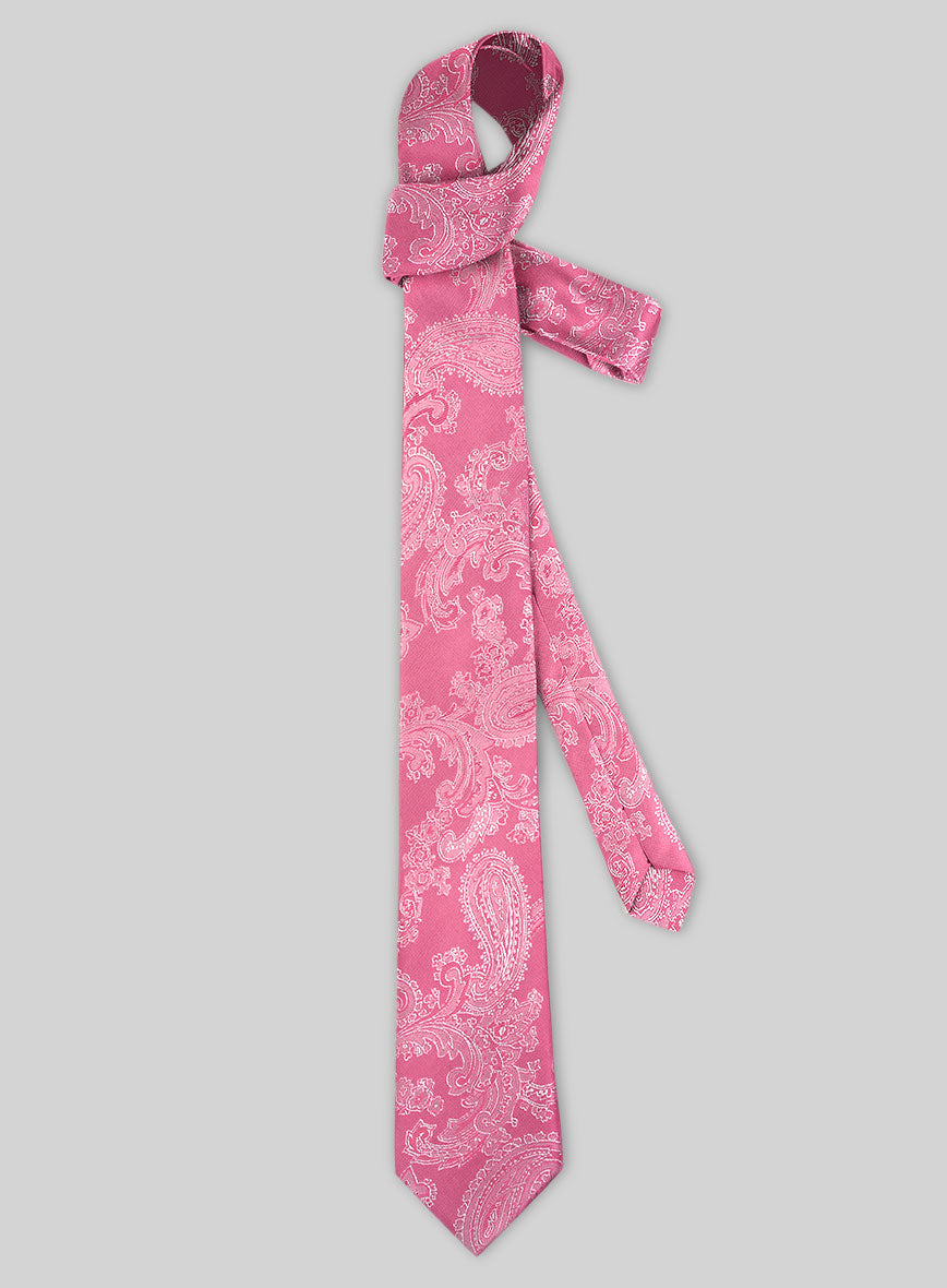 Paisley Cuban Pink Tie - StudioSuits