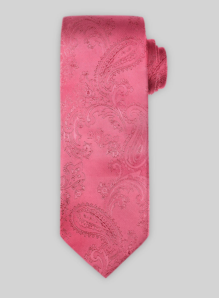 Paisley French Pink Satin Tie - StudioSuits