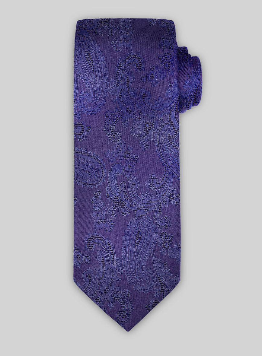 Paisley Ink Blue Satin Tie - StudioSuits