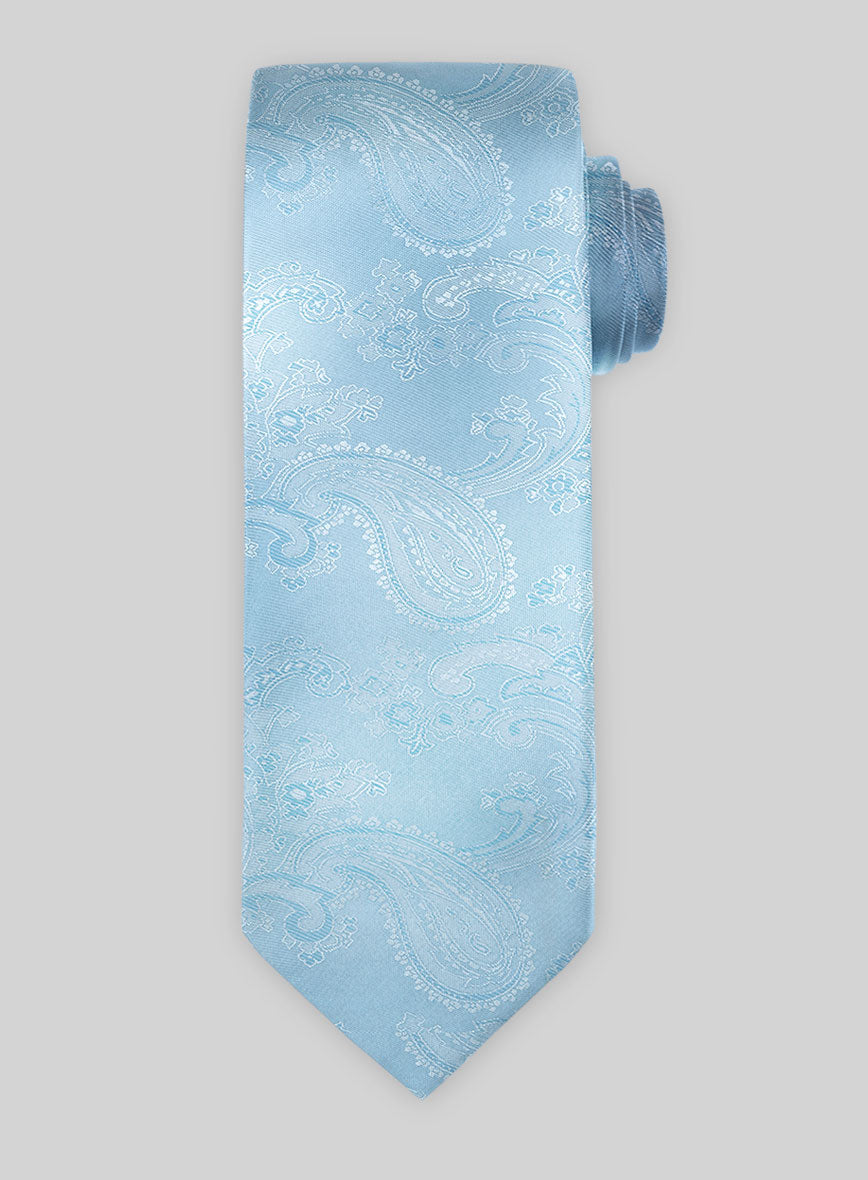 Paisley Light Blue Satin Tie - StudioSuits