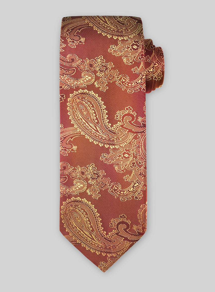 Paisley Lux Gold Satin Tie - StudioSuits