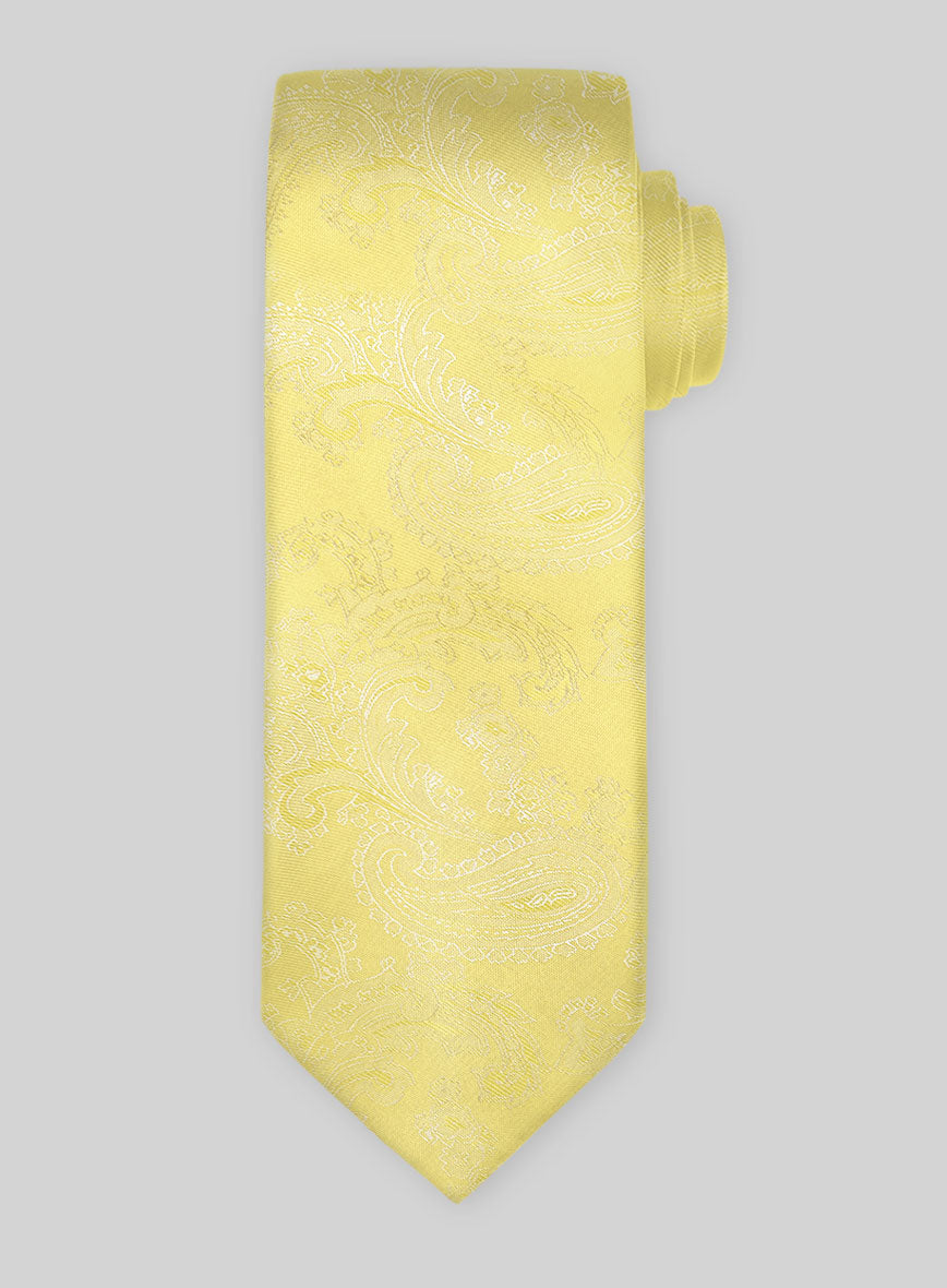 Paisley Neon Yellow Satin Tie - StudioSuits