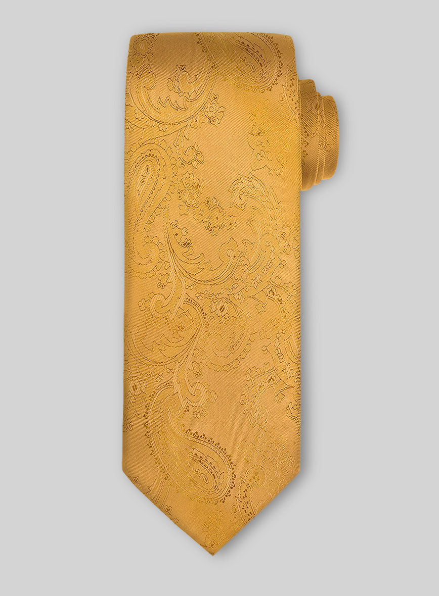 Paisley Orchid Yellow Satin Tie - StudioSuits