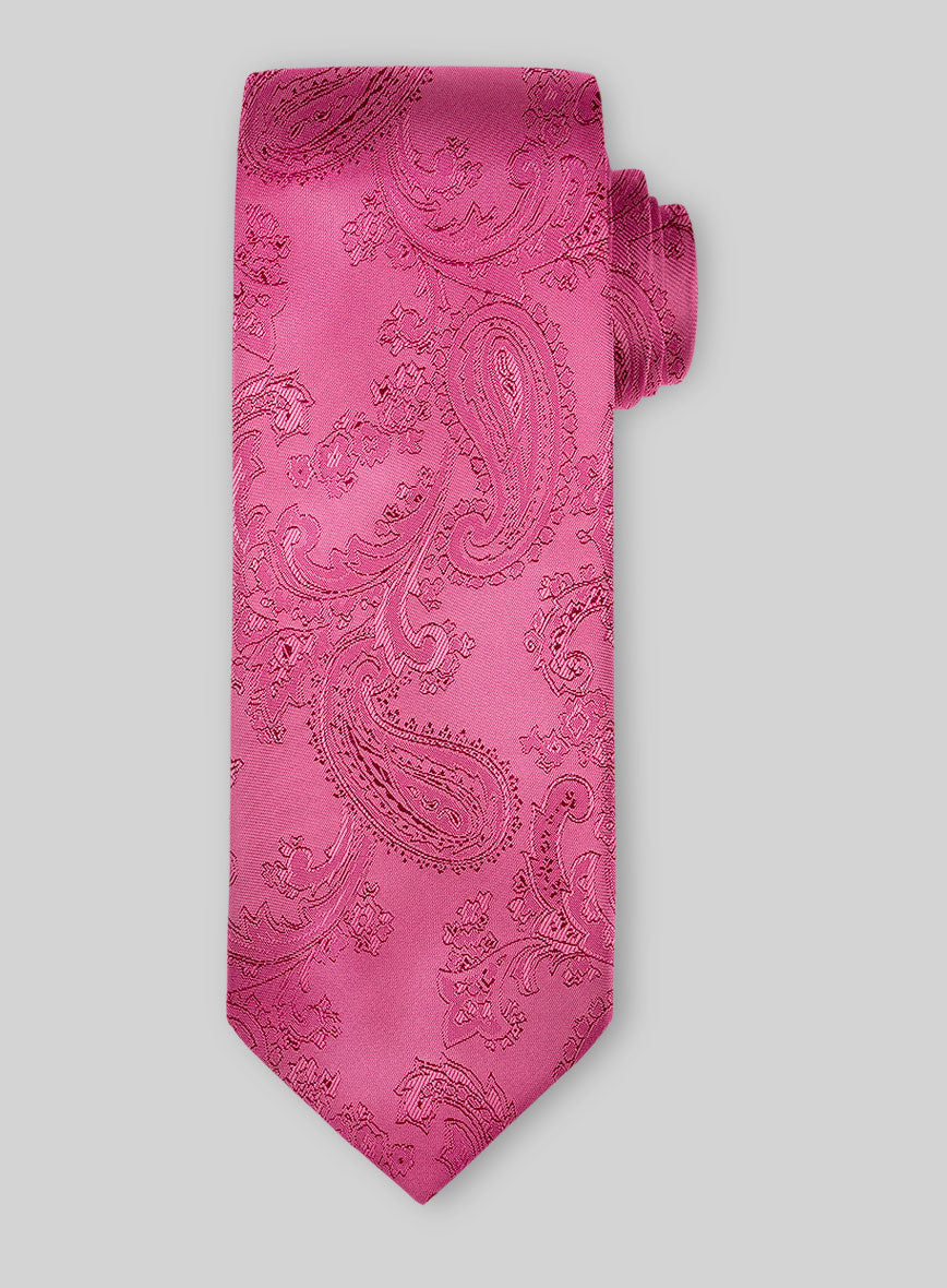 Paisley Punch Pink Satin Tie - StudioSuits