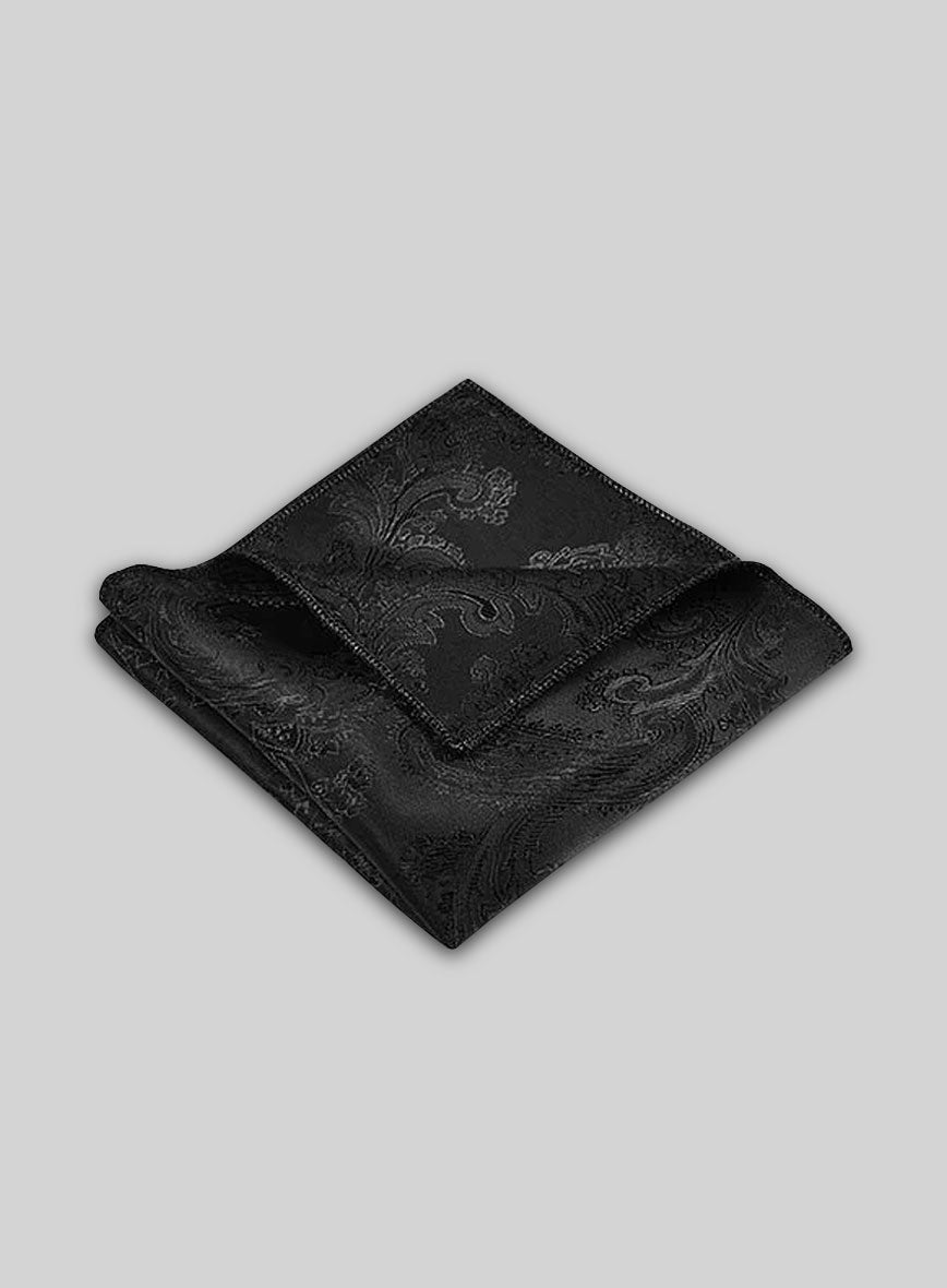 Paisley Pocket Square - Black - StudioSuits