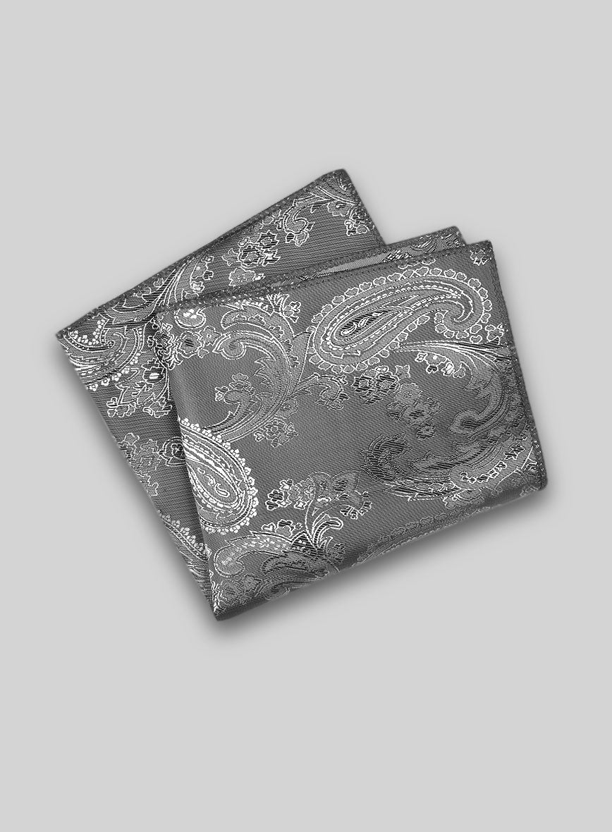 Paisley Pocket Square - Silver - StudioSuits