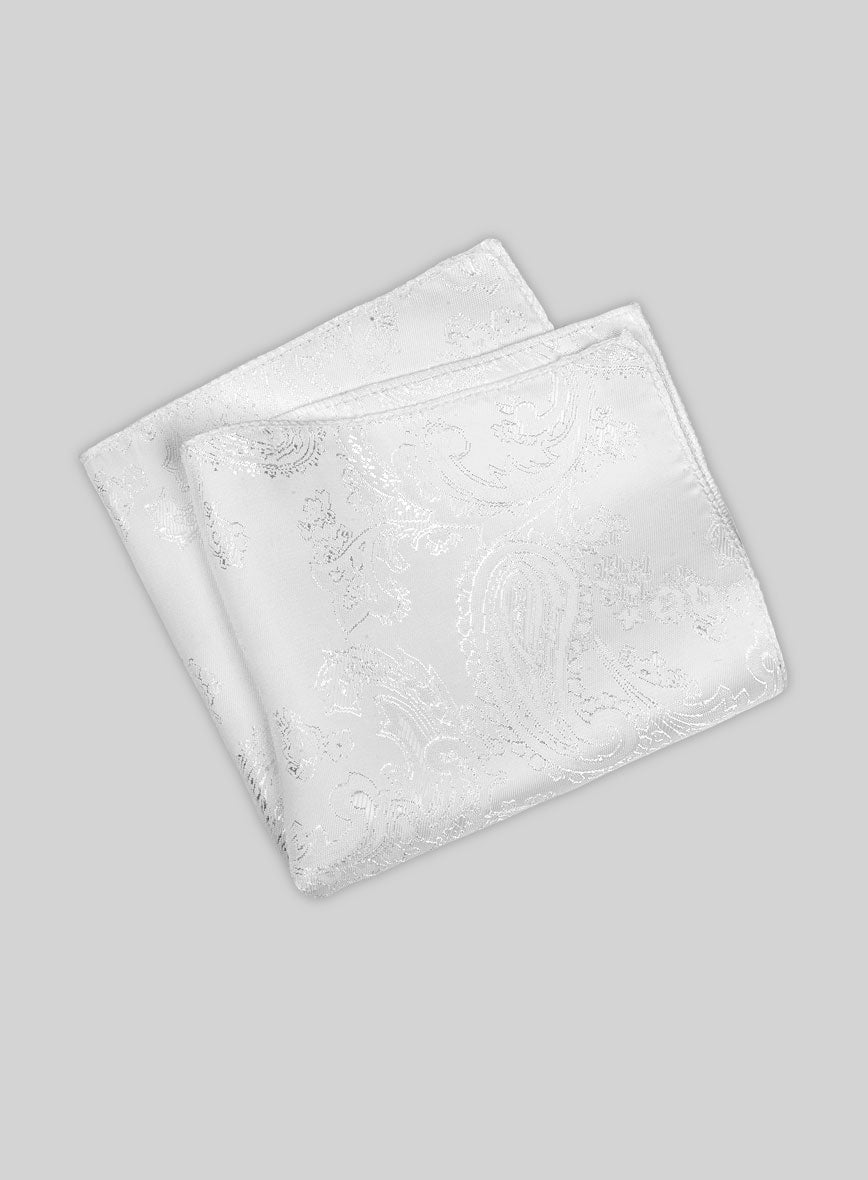 Paisley Pocket Square - White - StudioSuits