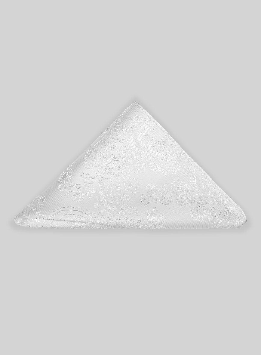 Paisley Pocket Square - White - StudioSuits