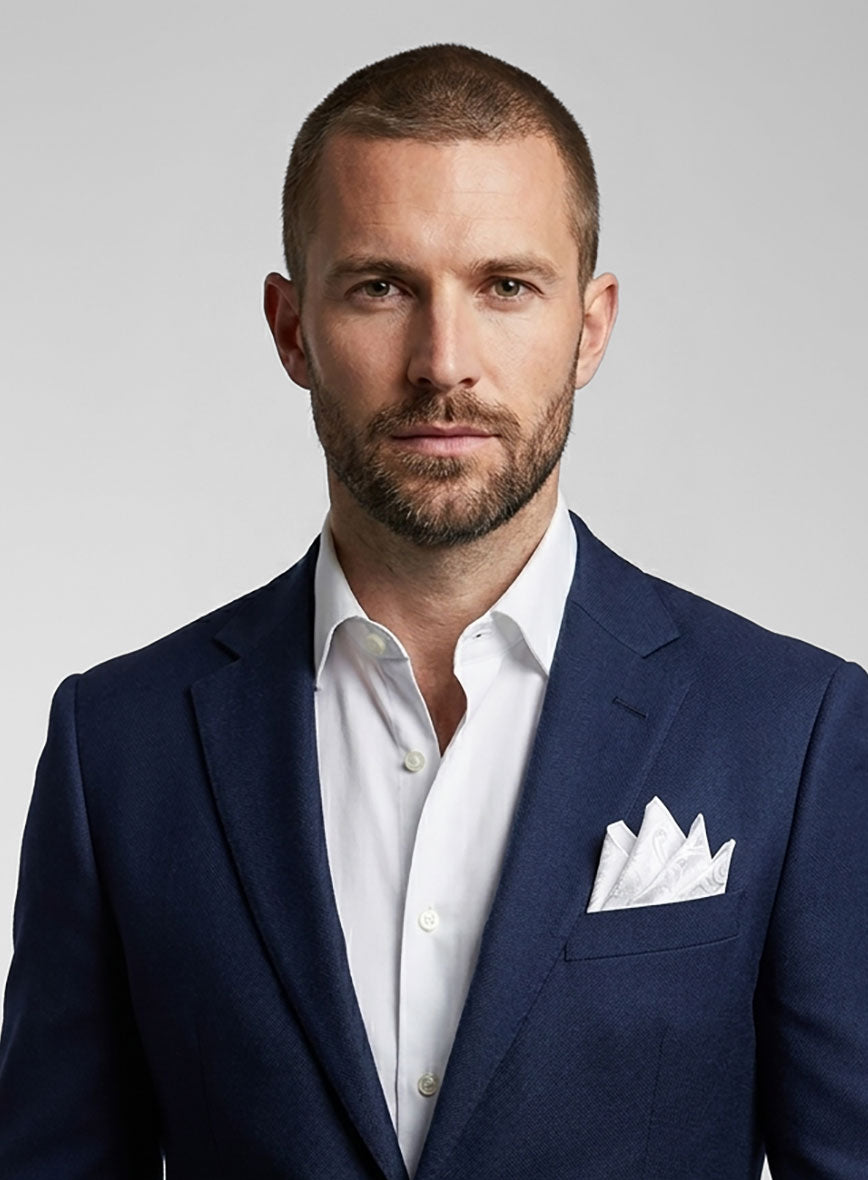 Paisley Pocket Square - White - StudioSuits