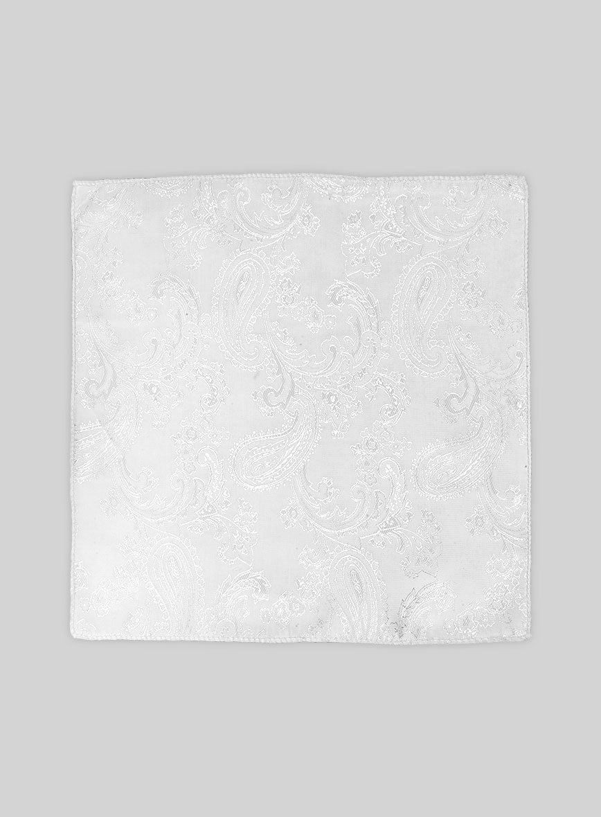 Paisley Pocket Square - White - StudioSuits
