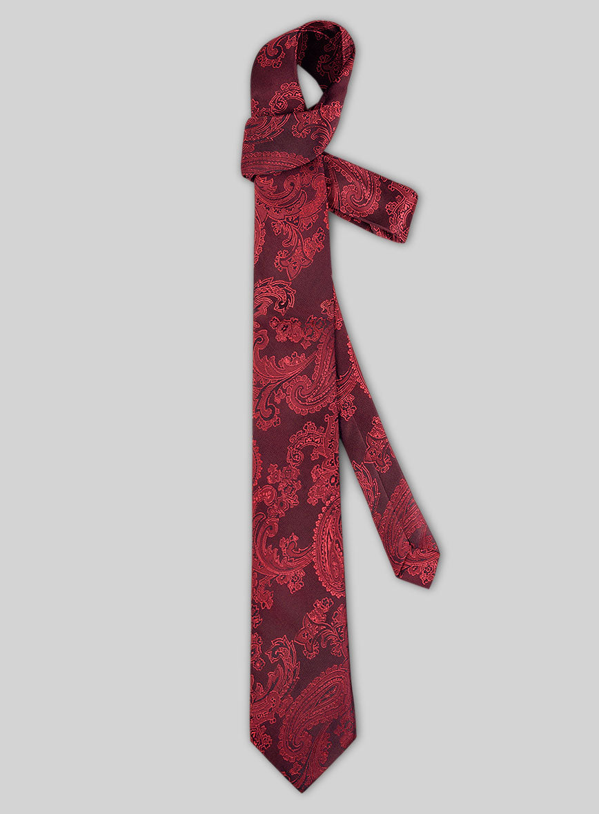 Paisley Red Satin Tie - StudioSuits