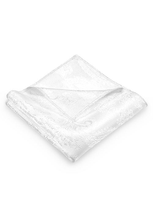 Paisley Pocket Square - White - StudioSuits