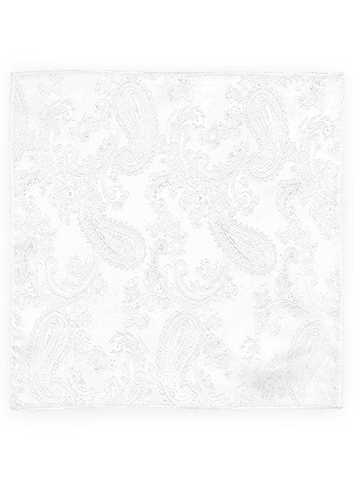 Paisley Pocket Square - White - StudioSuits
