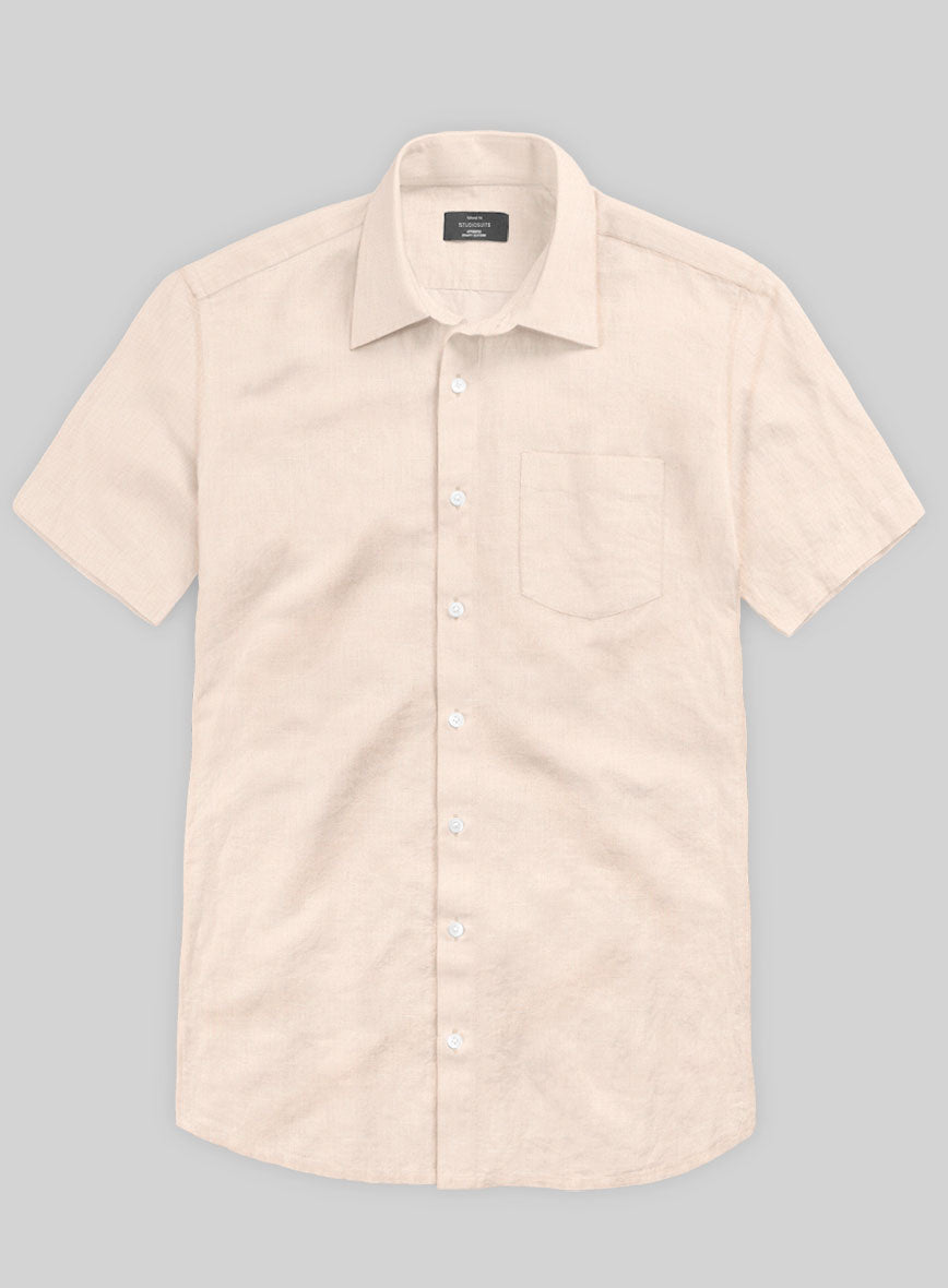 Washed Pale Pink Cotton Linen Shirt - StudioSuits