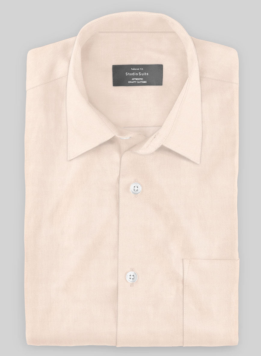 Washed Pale Pink Cotton Linen Shirt - StudioSuits