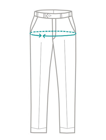 Trouser hip measurement taken across the widest point of the seat