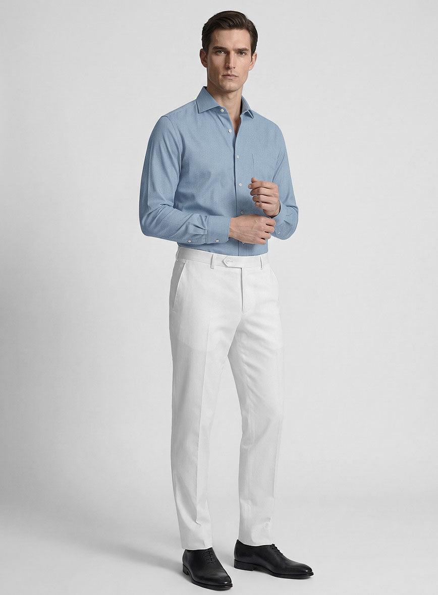 Pastle Mist Blue Herringbone Cotton Shirt - StudioSuits