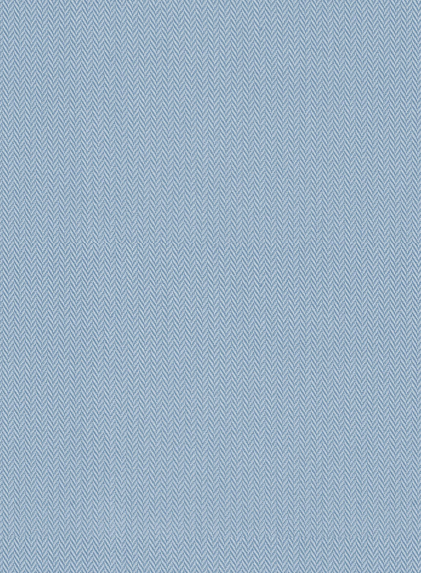 Pastle Mist Blue Herringbone Cotton Shirt - StudioSuits