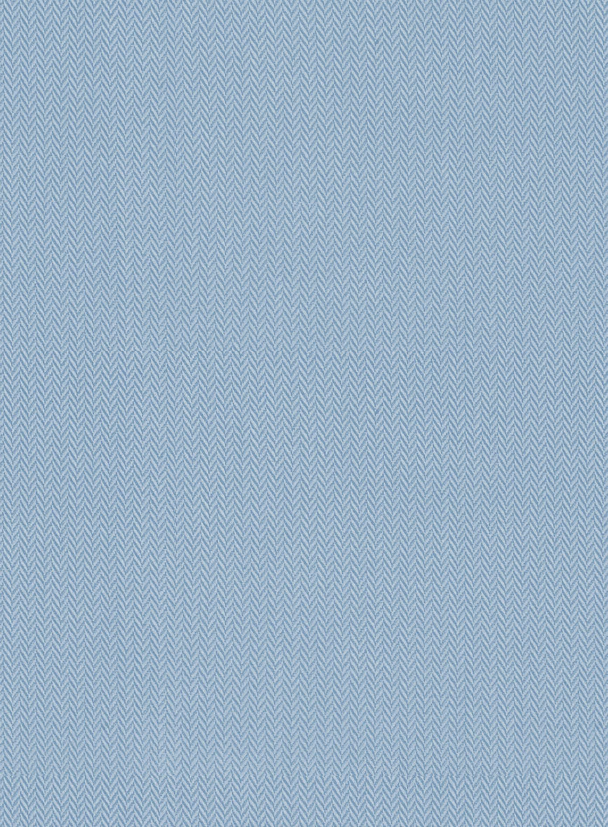 Pastle Mist Blue Herringbone Cotton Shirt - StudioSuits