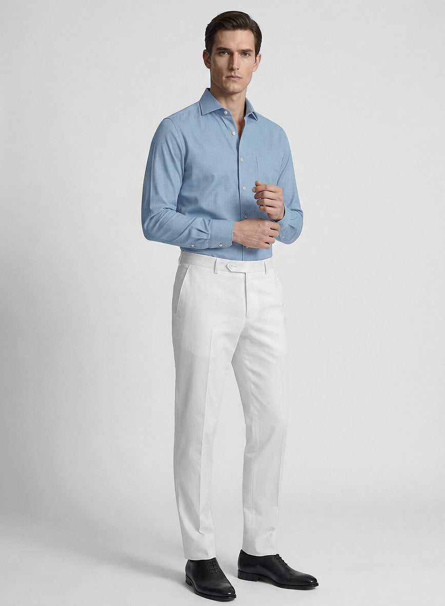 Pastle Mist Blue Herringbone Cotton Shirt - StudioSuits