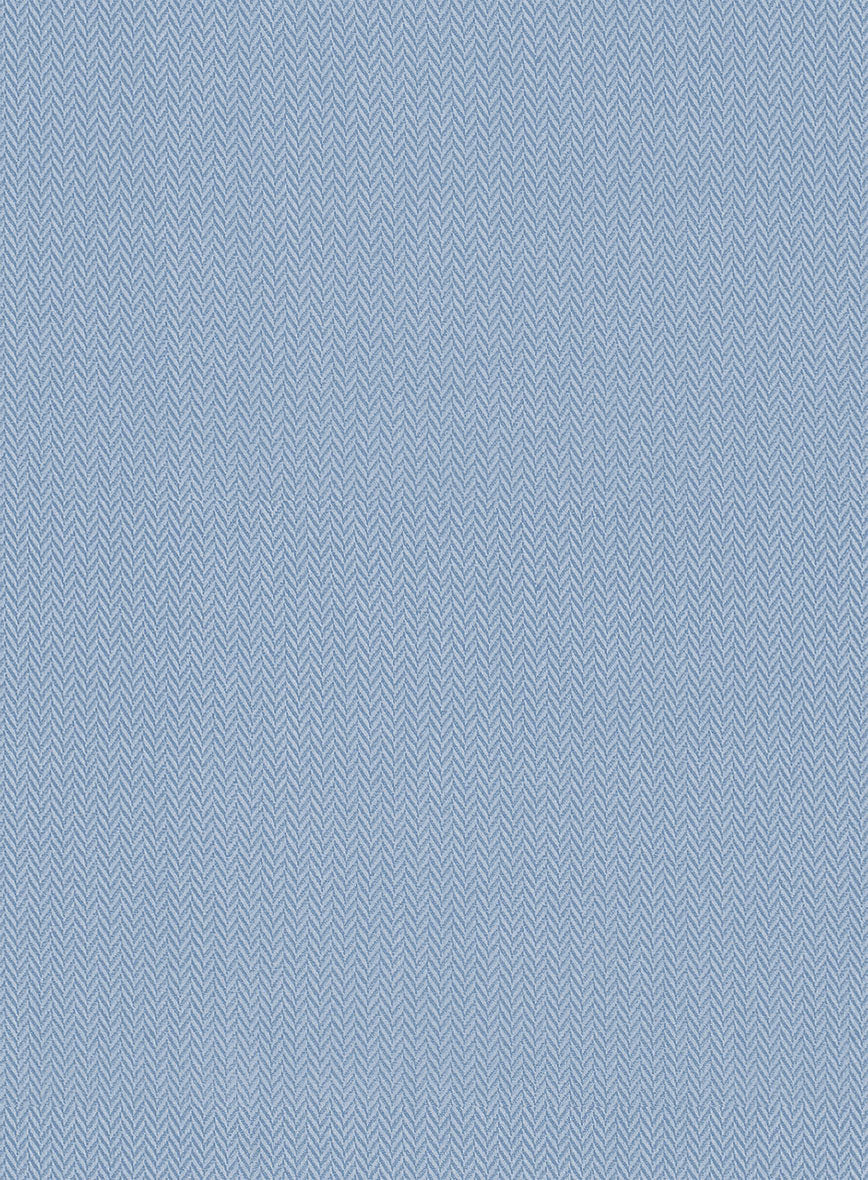 Pastle Mist Blue Herringbone Cotton Shirt - StudioSuits