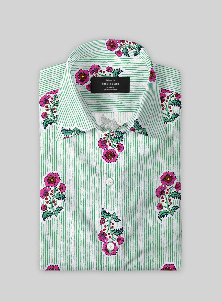 Petalstripe Cotton Lycra Shirt - StudioSuits