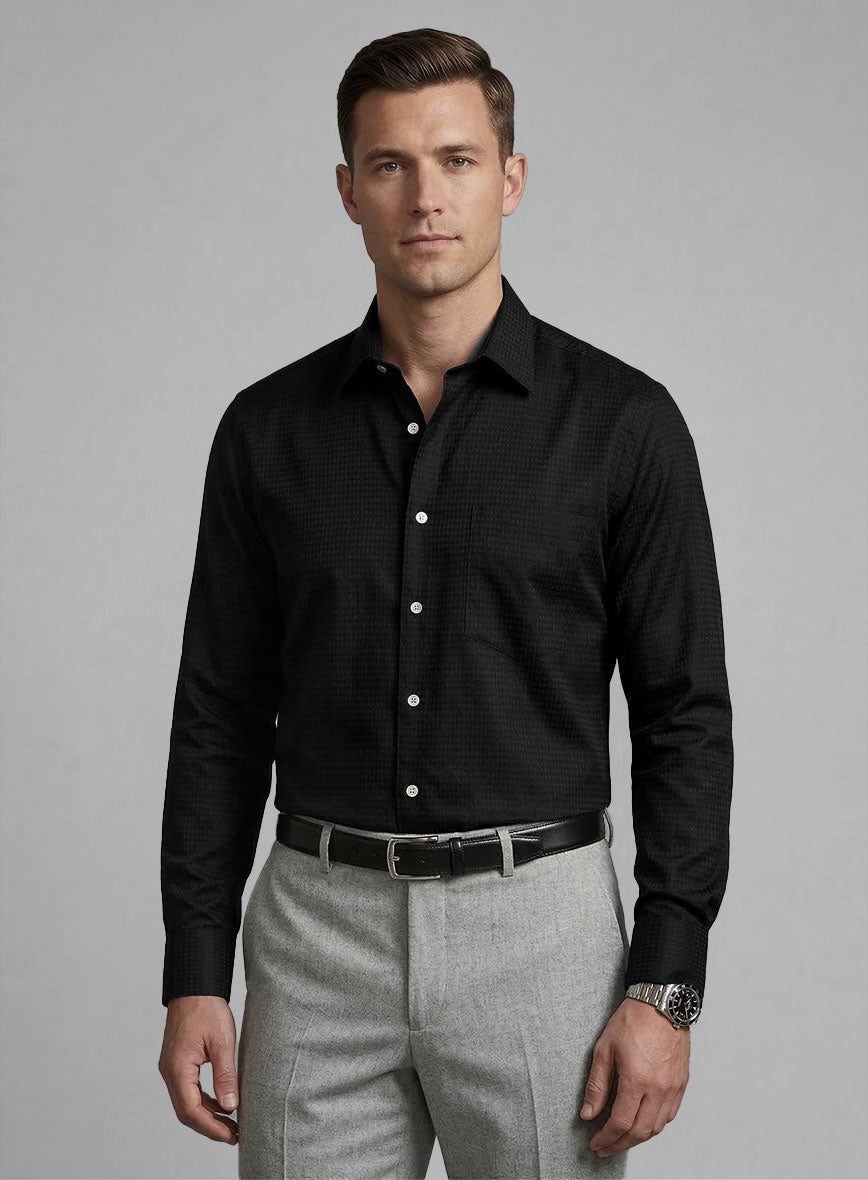 Phantom Black Cotton Lycra Shirt - StudioSuits