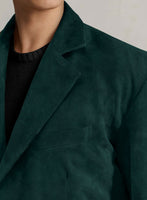 Pine Green Suede Leather Blazer - StudioSuits