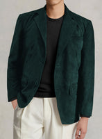 Pine Green Suede Leather Blazer - StudioSuits