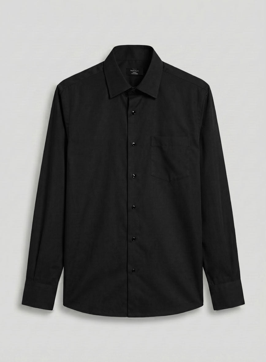 Plain Front Black Tuxedo Shirt - StudioSuits