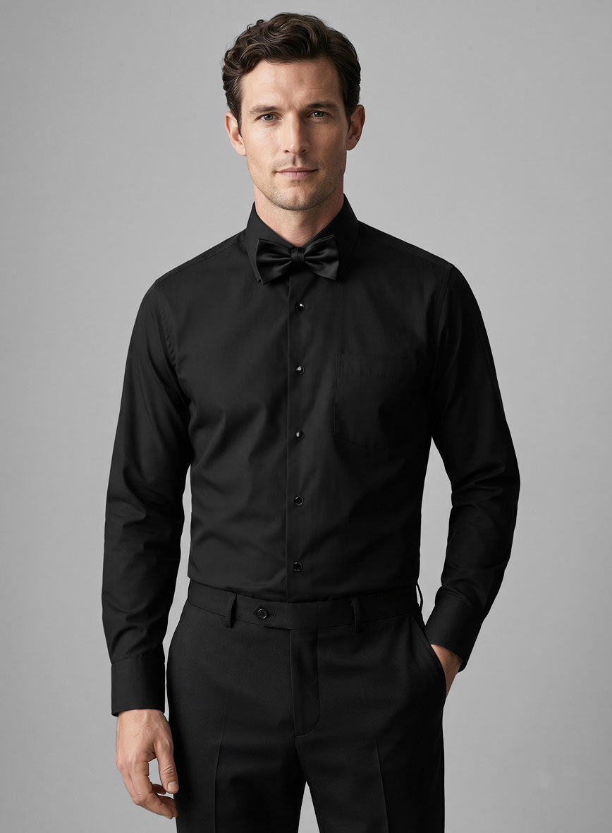 Plain Front Black Tuxedo Shirt - StudioSuits