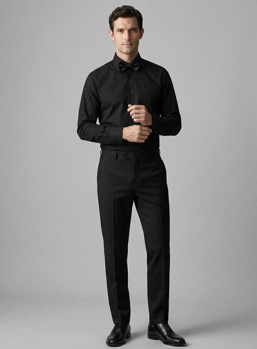 Plain Front Black Tuxedo Shirt - StudioSuits