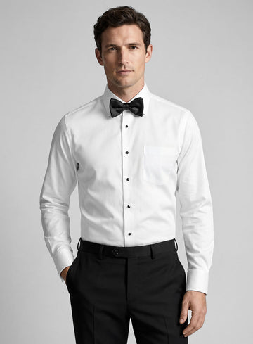 Plain Front White Tuxedo Shirt - StudioSuits